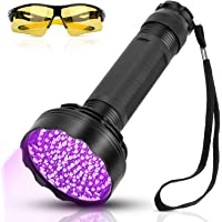 YOUTHINK Linterna UV- 100 LED UV Linterna con Gafas de Protección UV- 395 NM- 100 Linterna LED Mejorada- Lámpara…